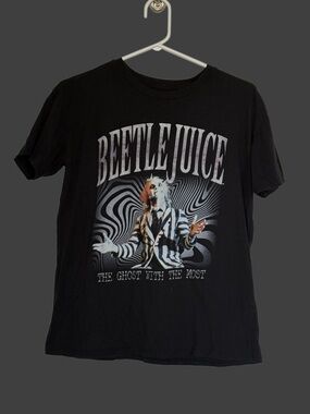 Beetlejuice sparkly Graphic Tee - Black with White Print.GHOST WITH THE MOST